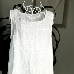White Summer Linen and Silk Maxi Dress size Large
